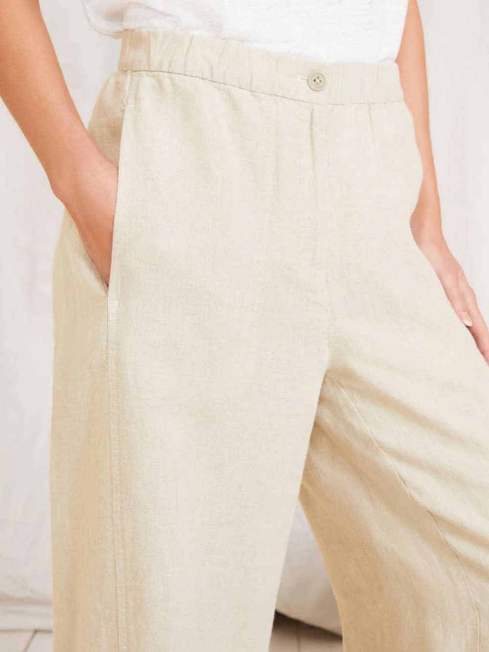 EILEEN FISHER Organic-Linen Wide-Leg Ankle Pants - Picture 3 of 6